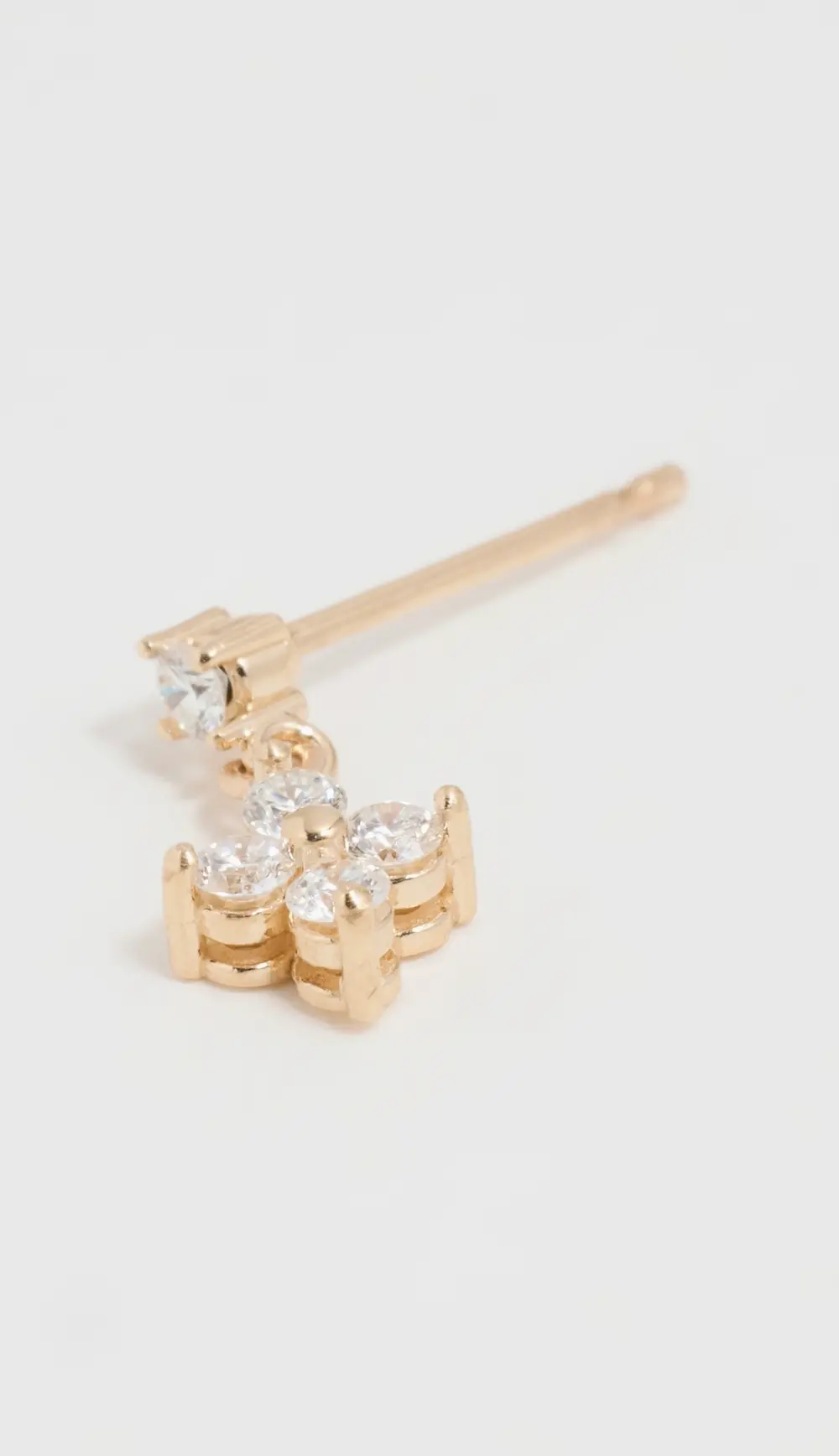 Zoe Chicco 14k Gold Prong Set Diamond Stud Single Earring with Quad Drop