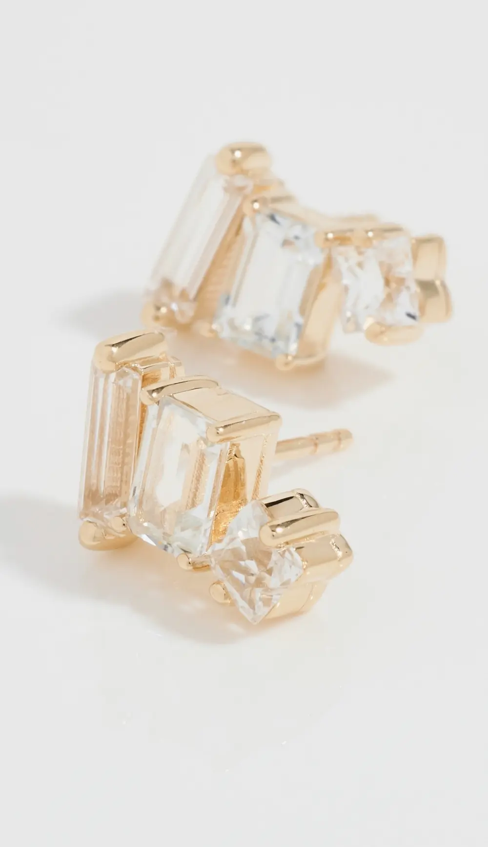 Kalan by Suzanne Kalan 14k Yellow Gold Triple Mixed Shaped White Topaz Bar Studs
