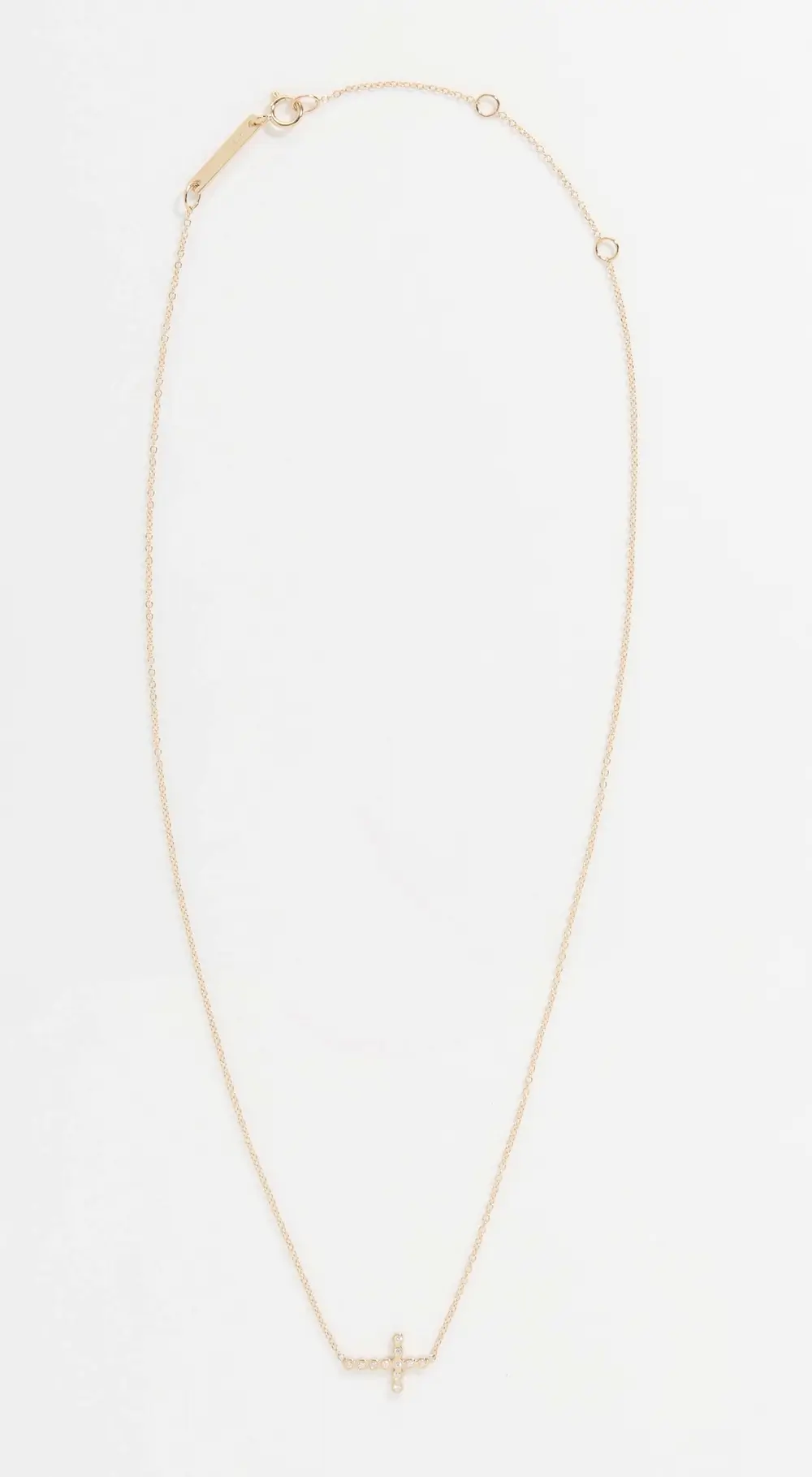 Zoe Chicco 14k Gold Bezel Diamond Cross Necklace