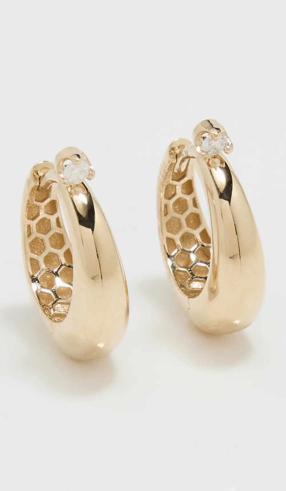 Zoe Chicco 14k Gold Tapered Hinged Diamond Hoops