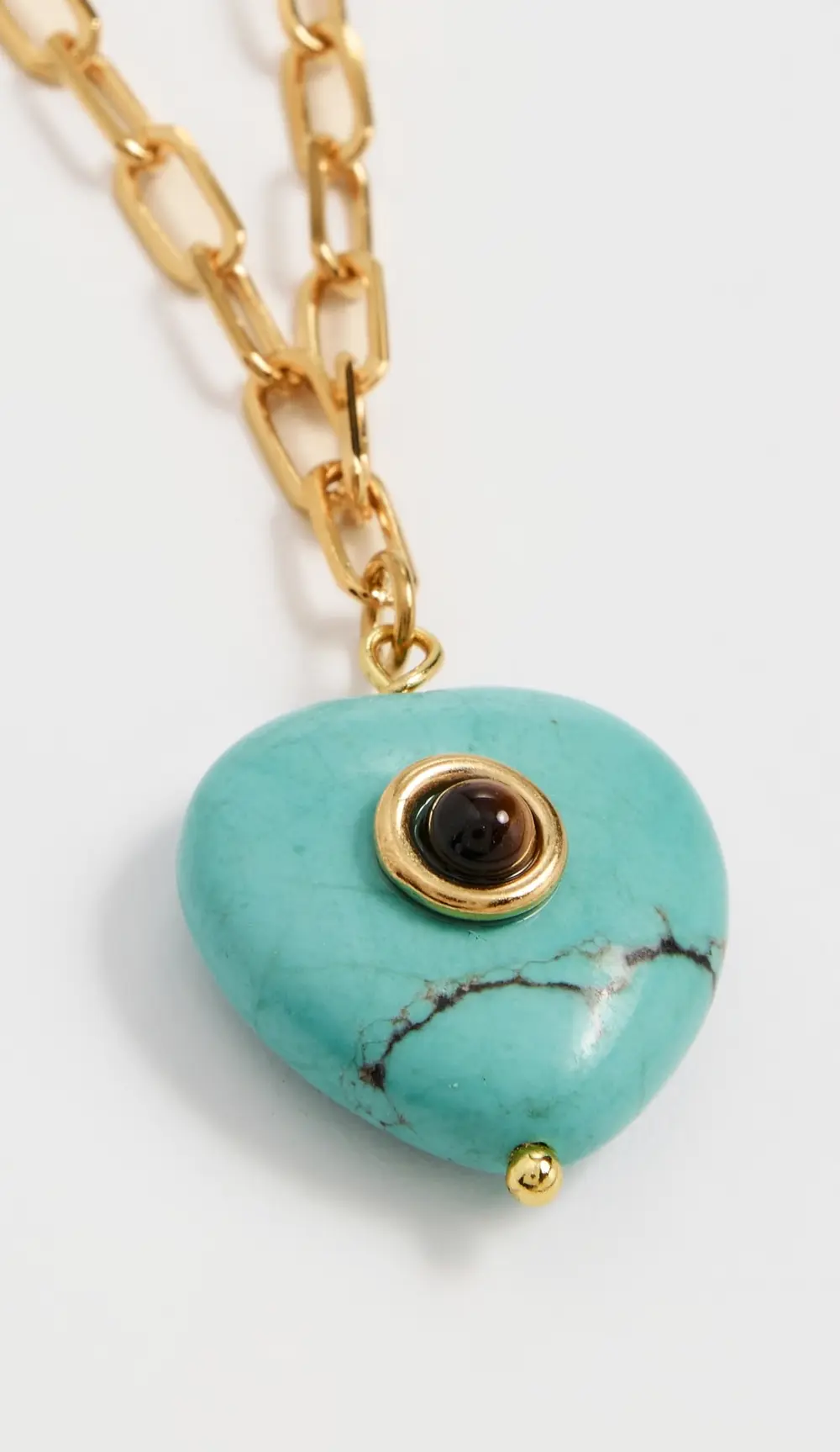 MAYAMAR Paperclip Turquoise Stone Heart Necklace