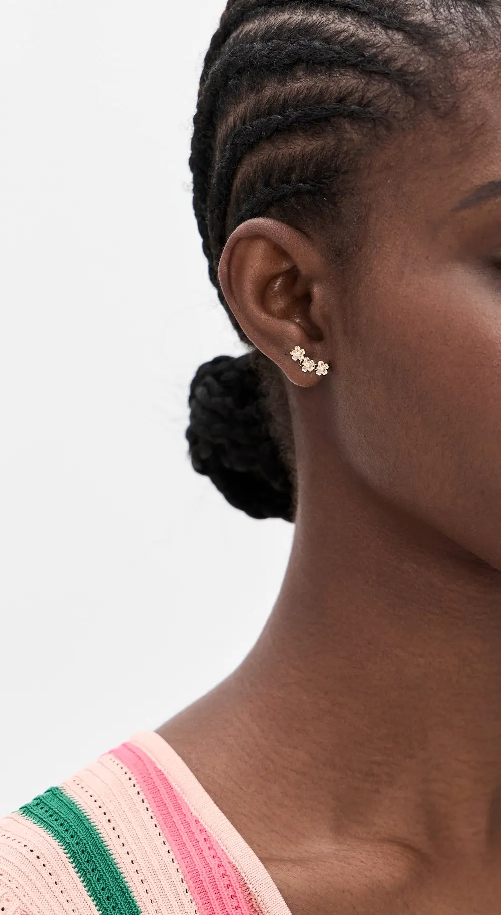 EF Collection 14k Mini Cherry Blossom Stud Ear Climber Earrings