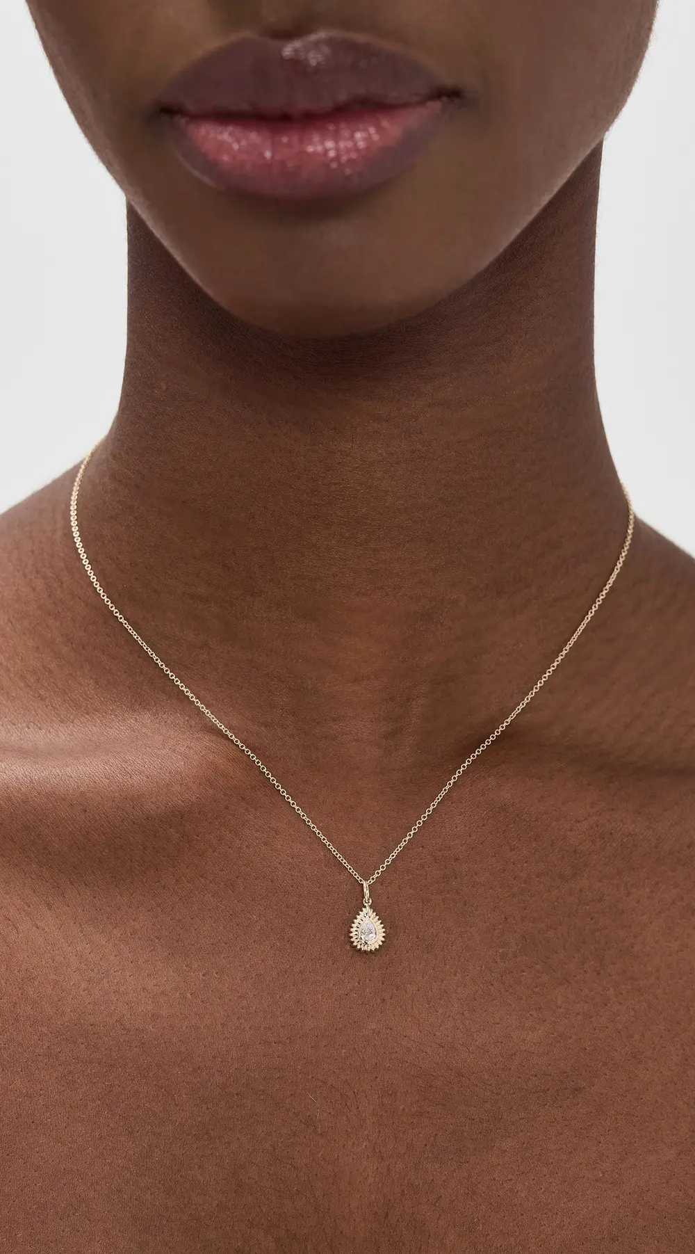 EF Collection 14k Gold Fluted Pear Necklace