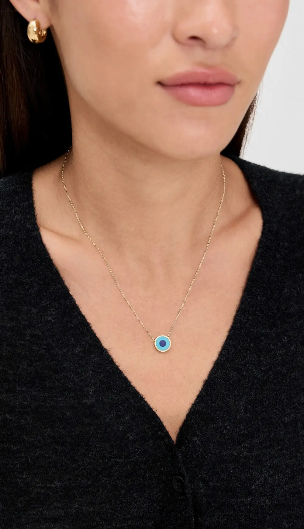Jennifer Meyer Jewelry 18k Mini Inlay Evil Eye Necklace