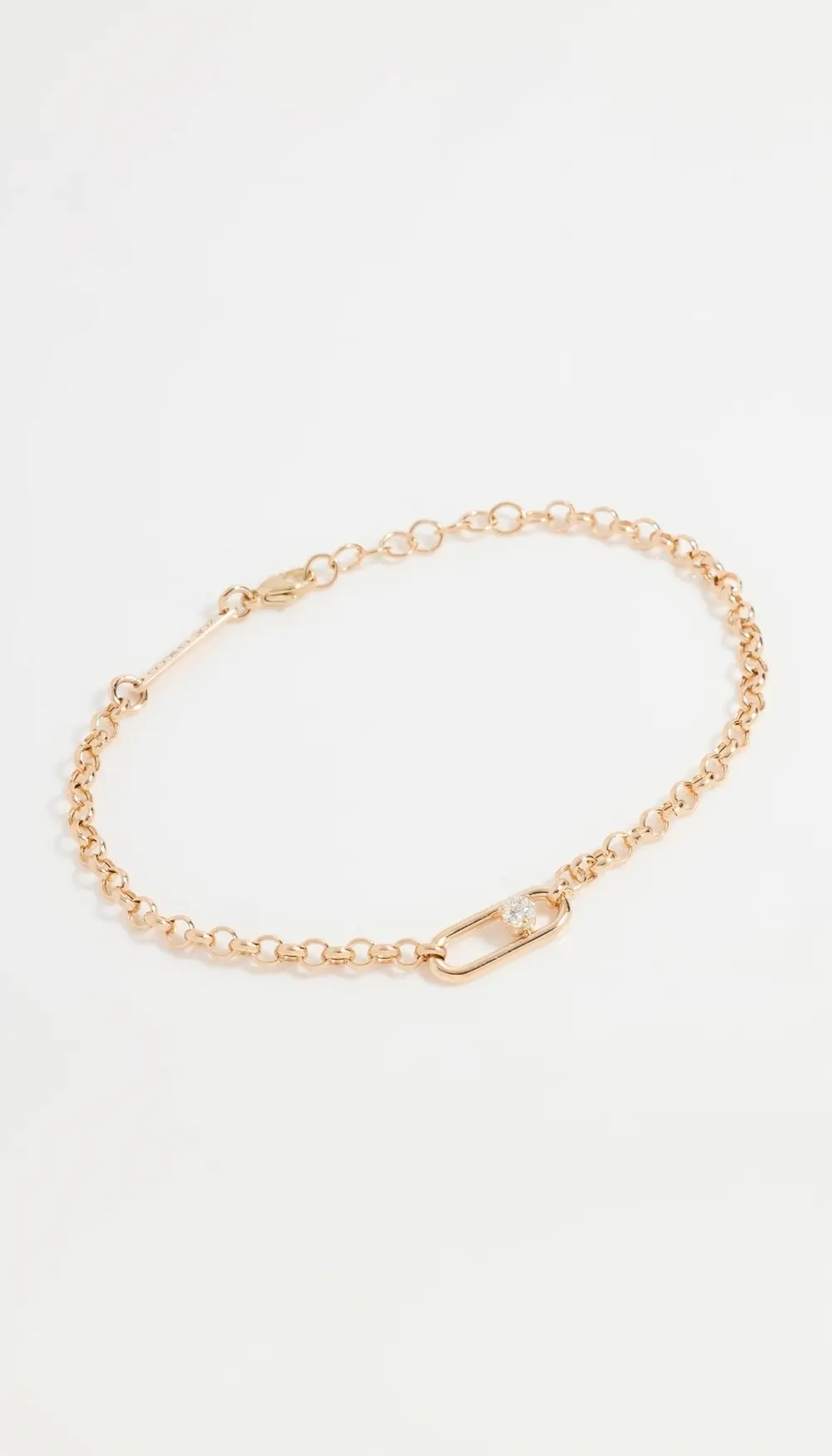 Zoe Chicco 14k Gold Rolo Chain Bracelet with Large Paperclip Link with Diamond