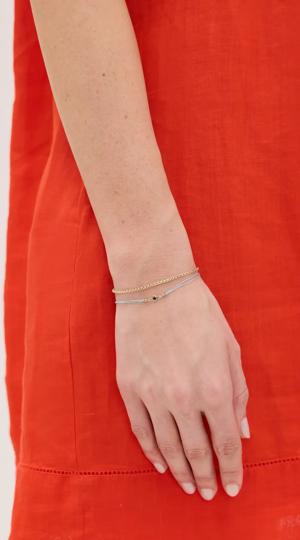 Zoe Chicco 14k Gold Floating Blue Sapphire on Turquoise Cord Bracelet