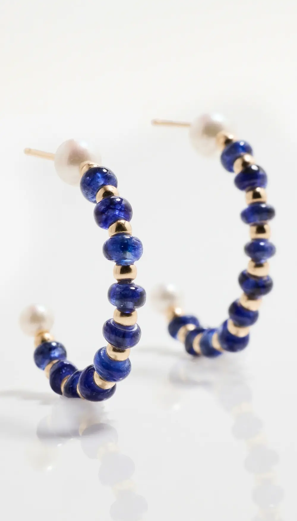 JIA JIA 14k Blue Sapphire Pearl Bead Hoop Earrings
