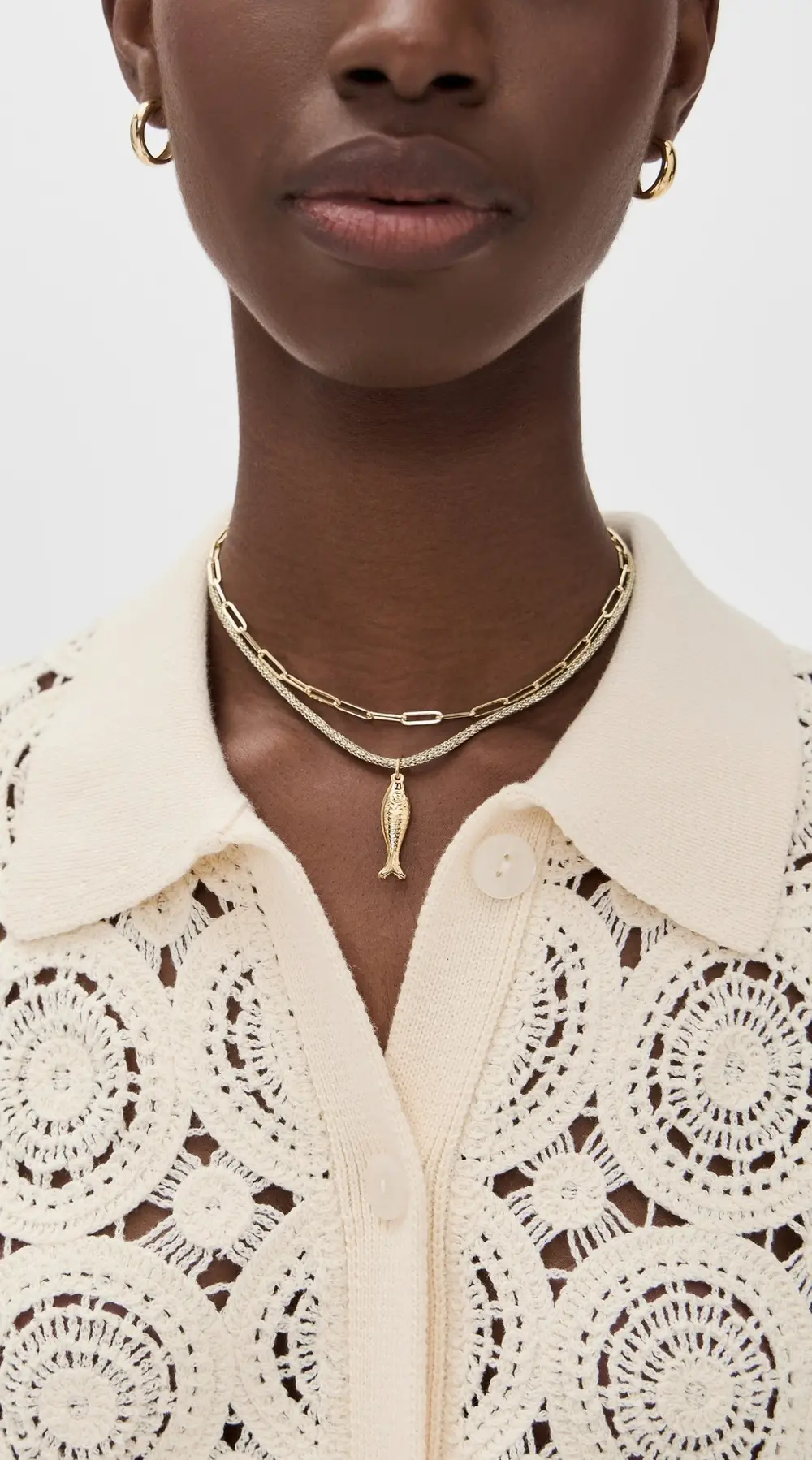 HART Gold Metallic Necklace Cord and Fish Charm