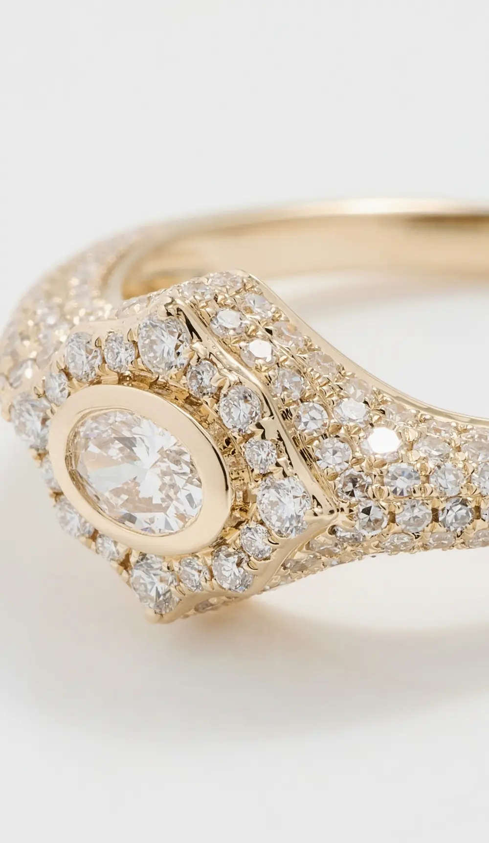 EF Collection 14k Oval Diamond Daphne Signet Ring