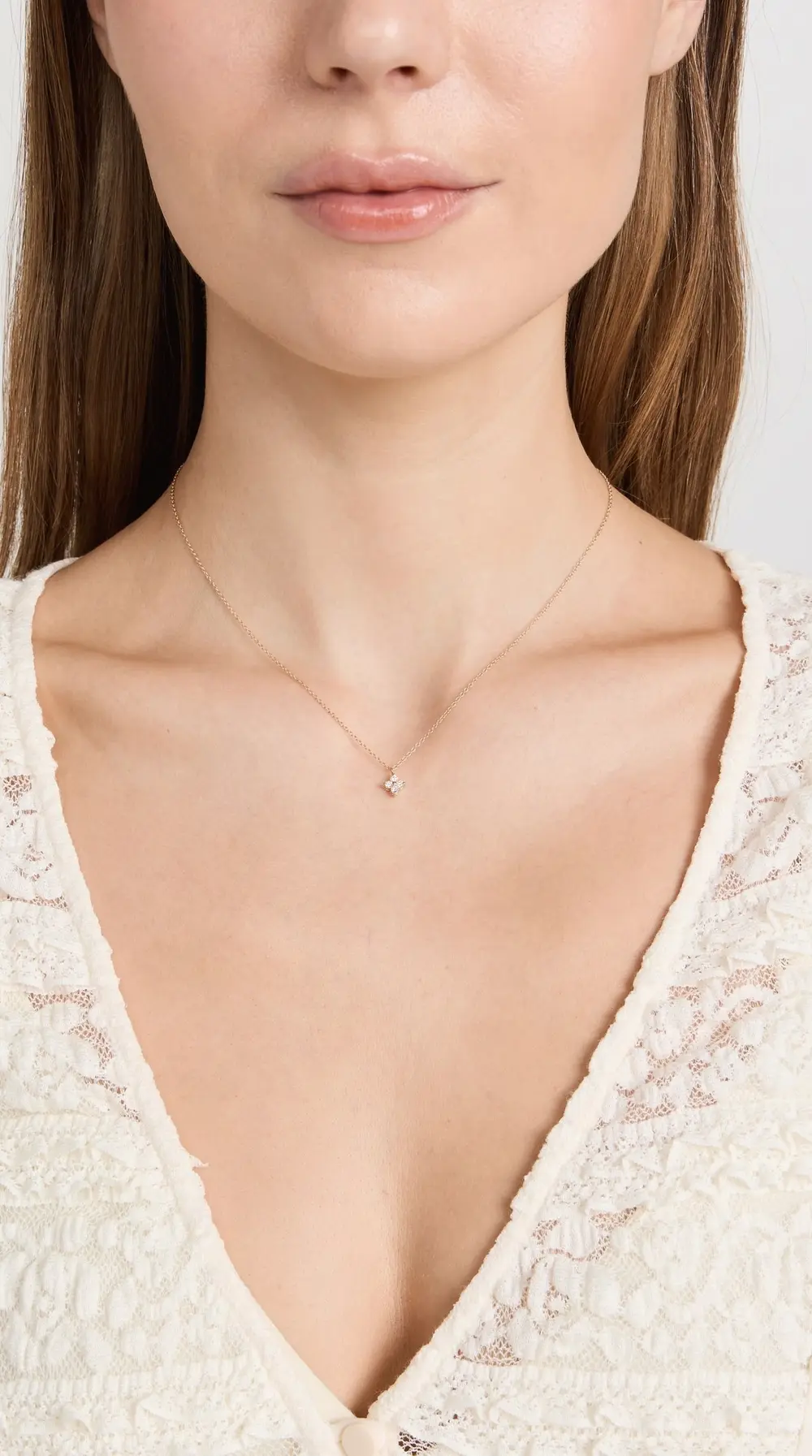 Zoe Chicco Quad Prong Set Diamond Pendant Necklace