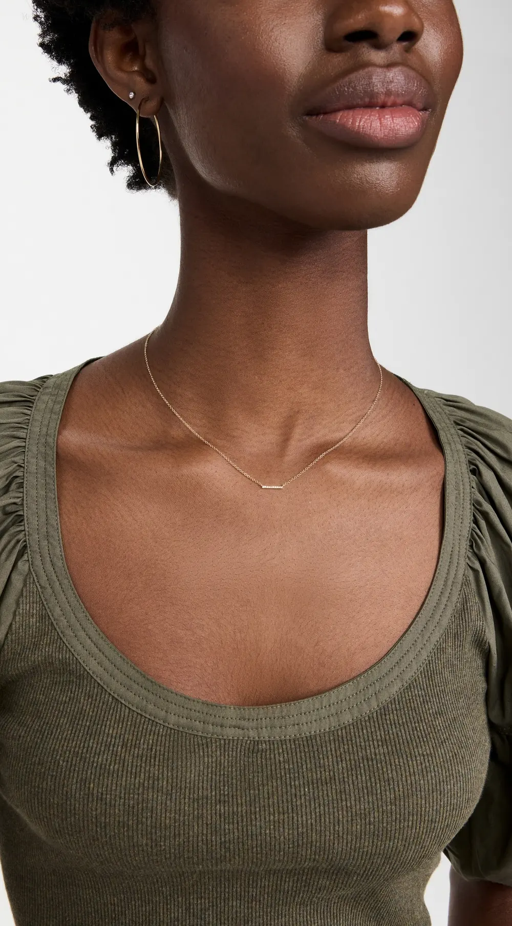 EF Collection 14k Gold Diamond Mini Bar Necklace