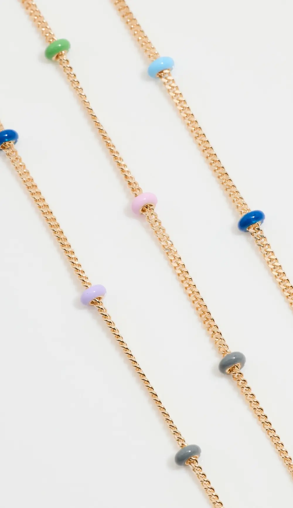 Zoe Chicco 14k Oval Mixed Color Enamel Curb Satellite Chain Necklace