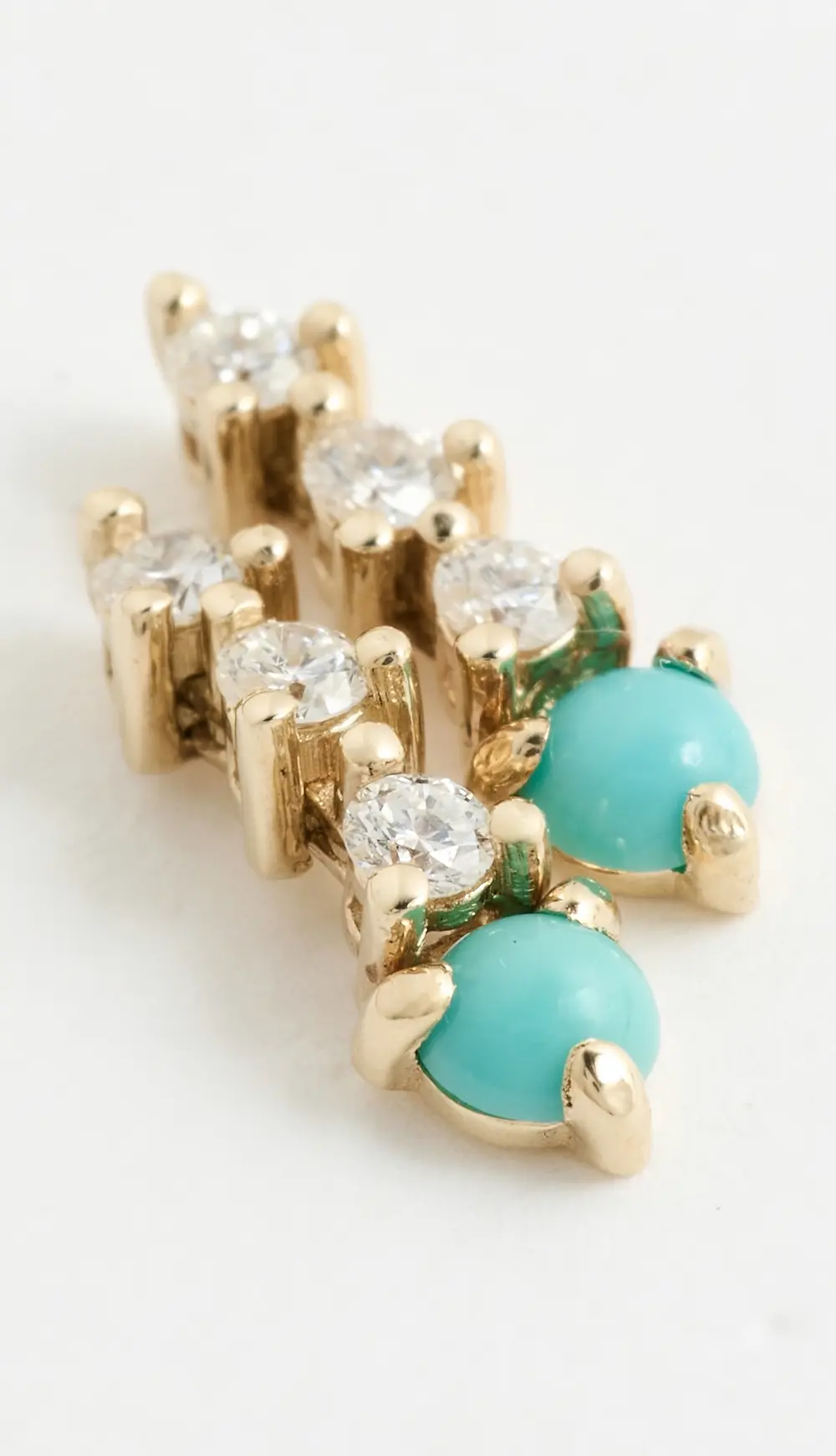 Zoe Chicco 14k Gold Diamond Drop Tennis Earrings with Prong Set Turquoise