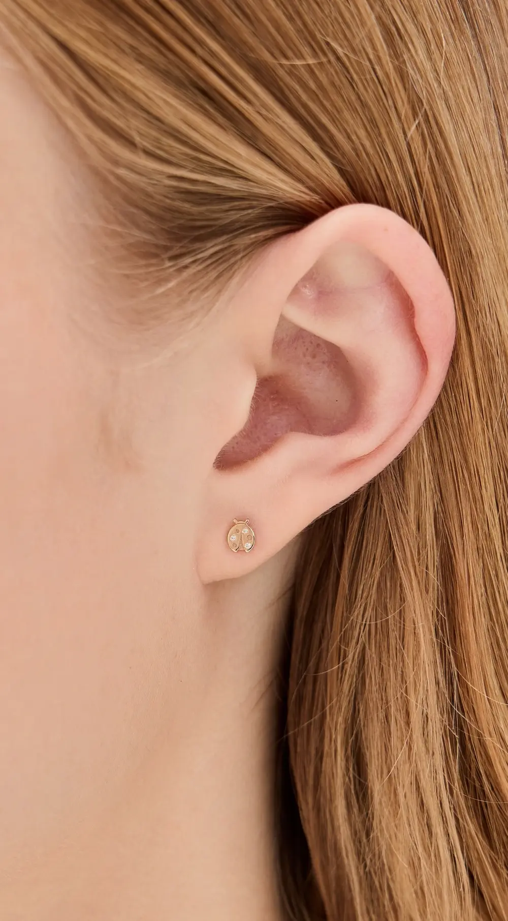 Zoe Chicco 14k Gold Itty Bitty Diamond Ladybug Single Stud Earring