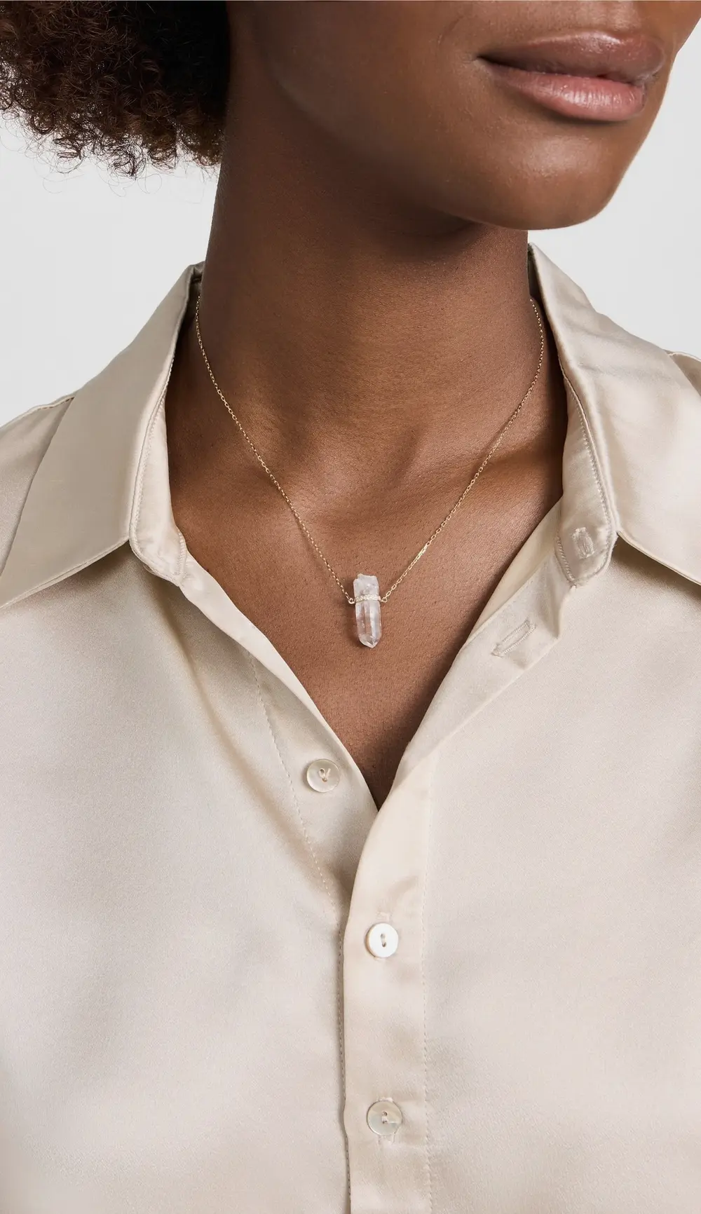 JIA JIA 14k Small Crystal Quartz Diamond Bar Necklace