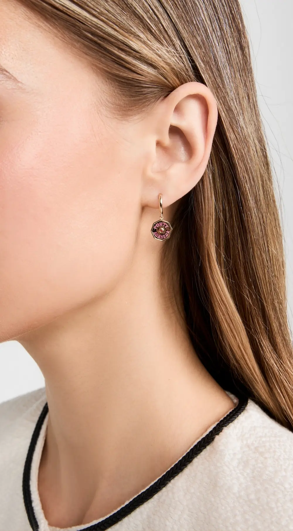 Marlo Laz Wee Pb Hoops Orange Sapphire Pink Enamel