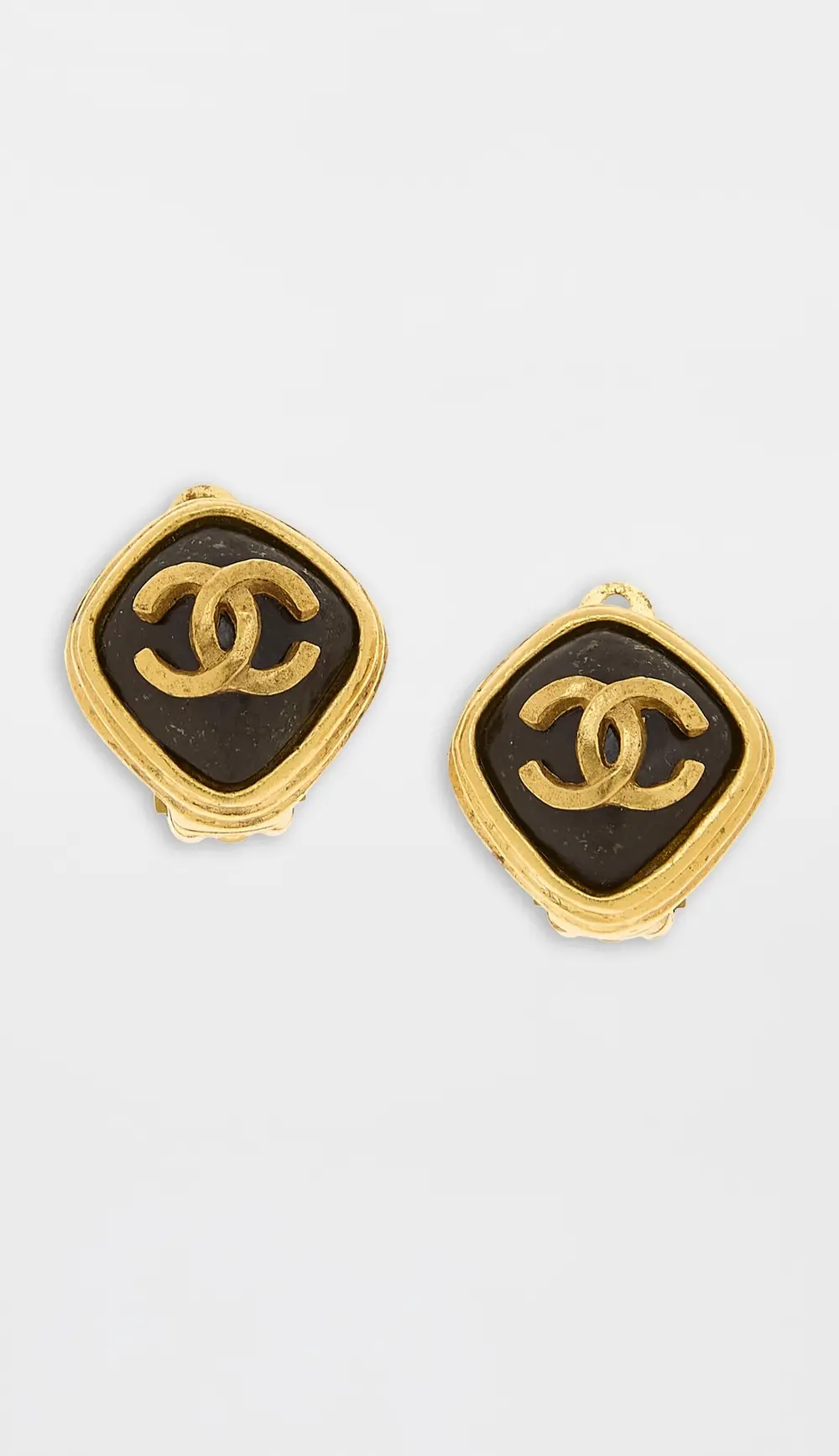 What Goes Around Comes Around Chanel Gold Stone On Diamond Earrings