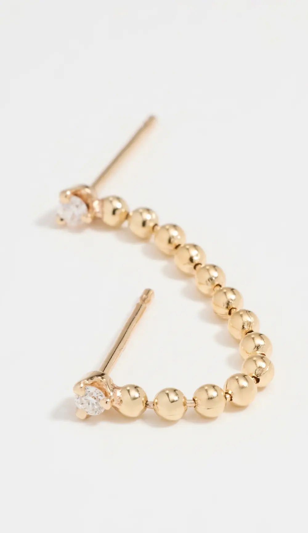 Zoe Chicco 14k Gold Prong Diamonds on Bead Chain Double Stud Earring