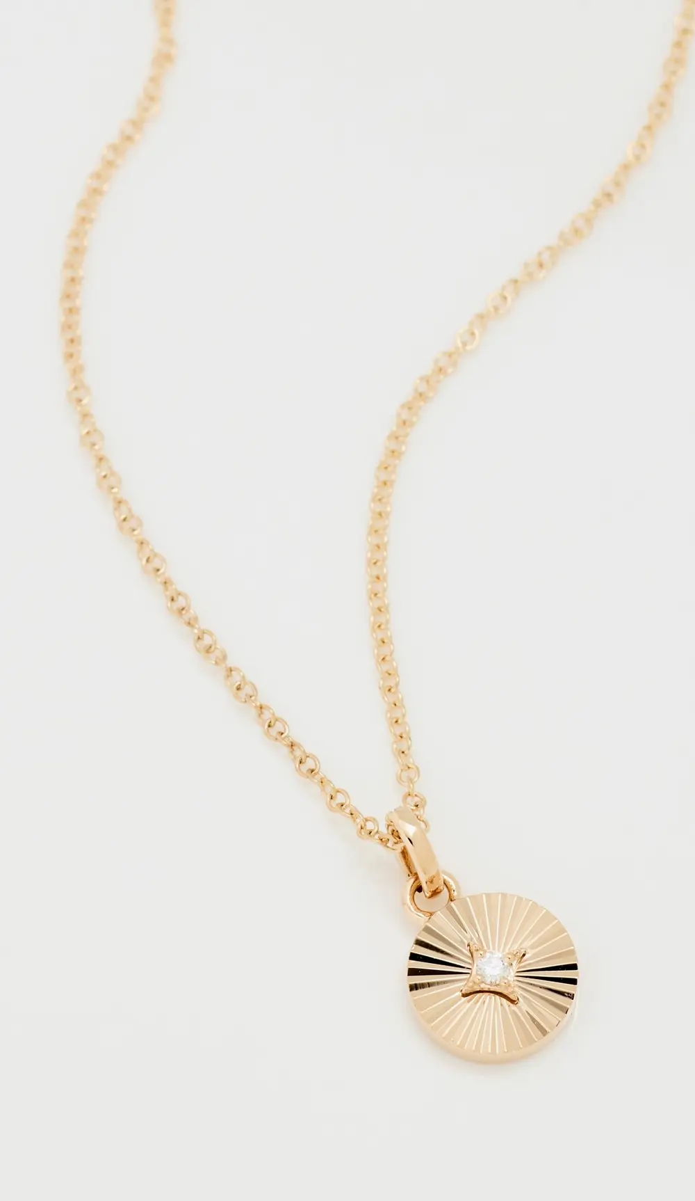 EF Collection 14k Gold & Diamond Fluted Disc Necklace