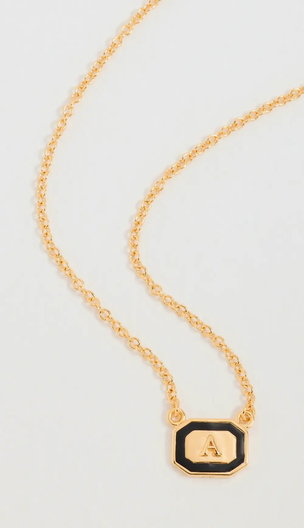 Gwen Beloti Initial Gold Block Pendant Necklace