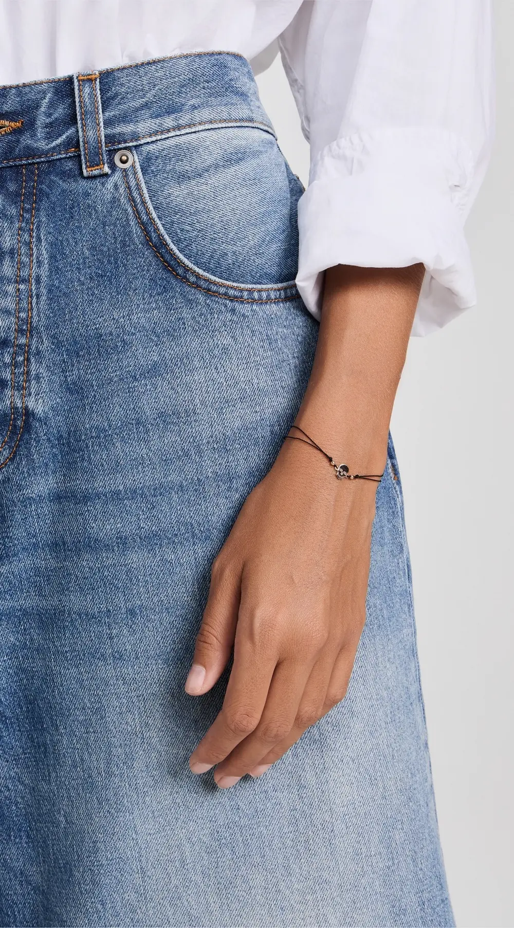 Zoe Chicco 14k Gold Midi Bitty Skull Cord Bracelet