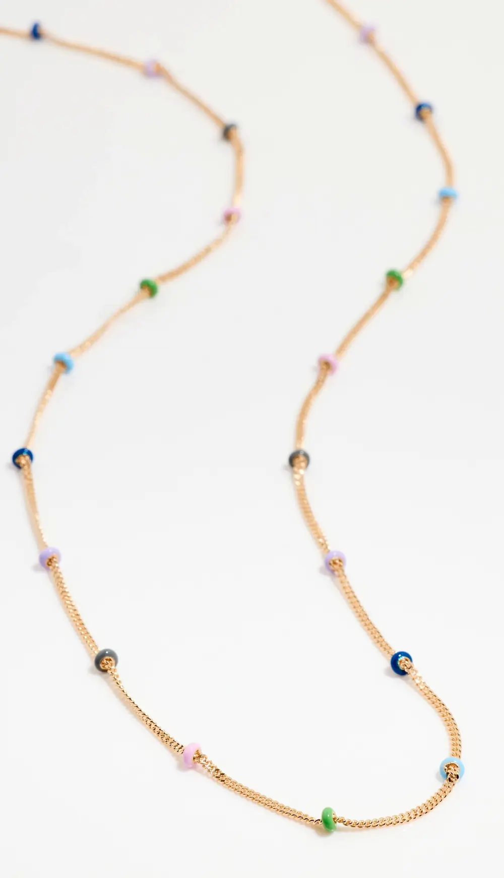 Zoe Chicco 14k Oval Mixed Color Enamel Curb Satellite Chain Necklace