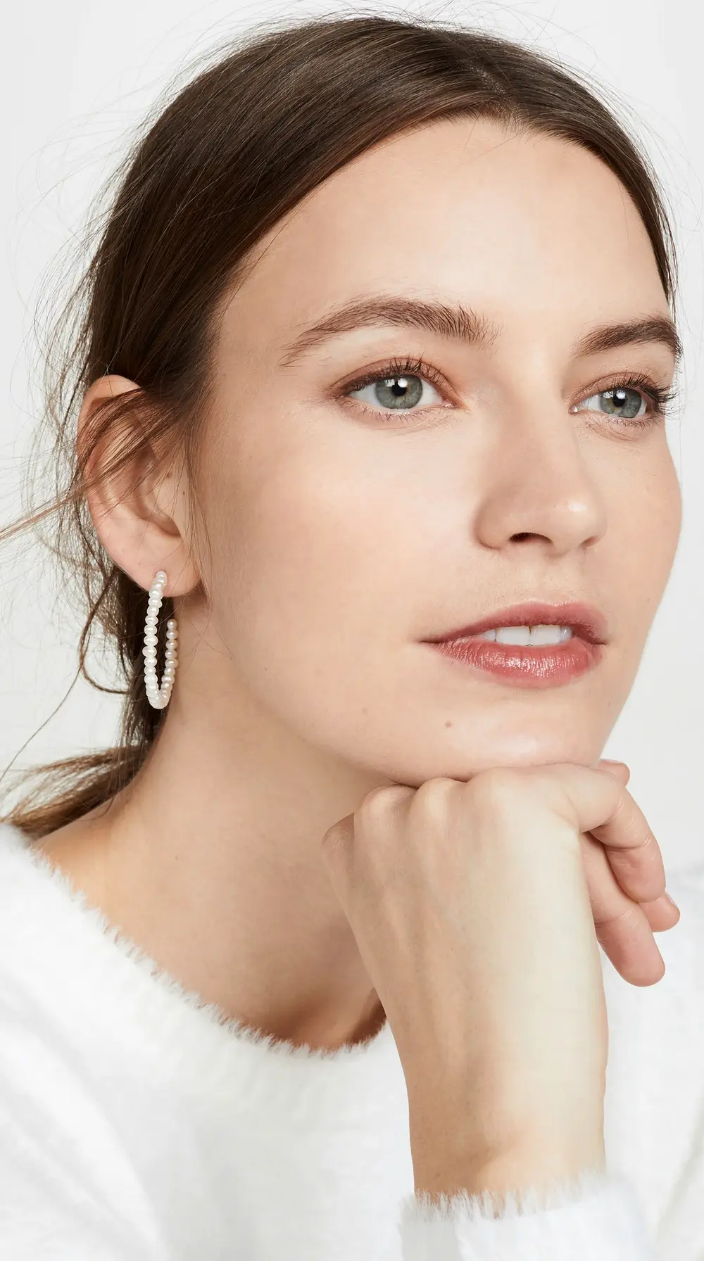 Lele Sadoughi Freshwater Pearl Medium Hoops