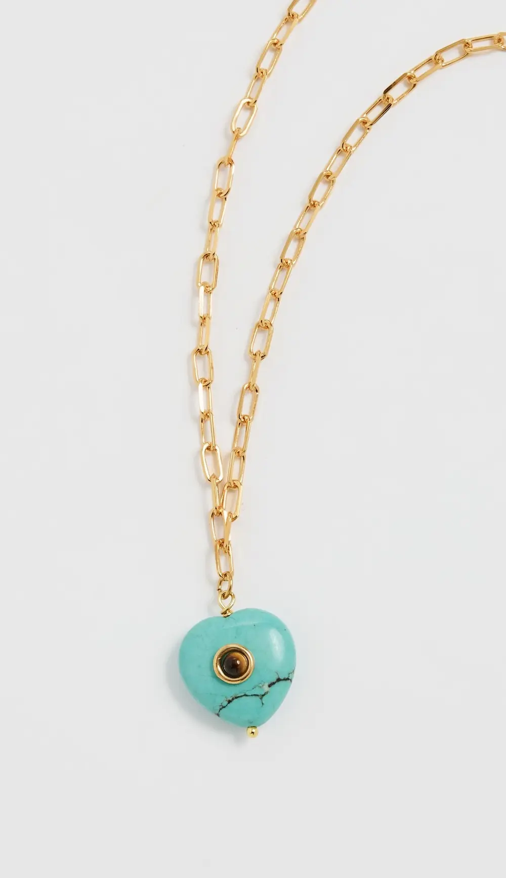 MAYAMAR Paperclip Turquoise Stone Heart Necklace