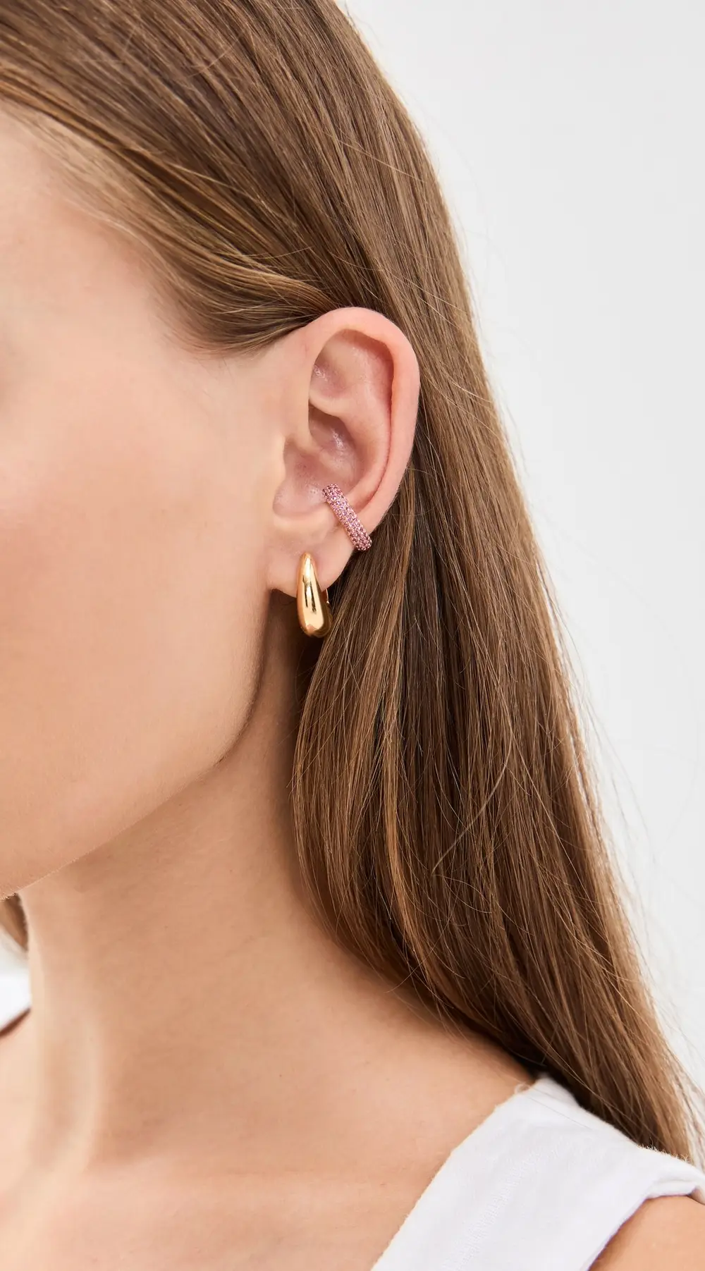 SHAY 18k Single Jumbo Pave Light Pink Sapphire Ear Cuff