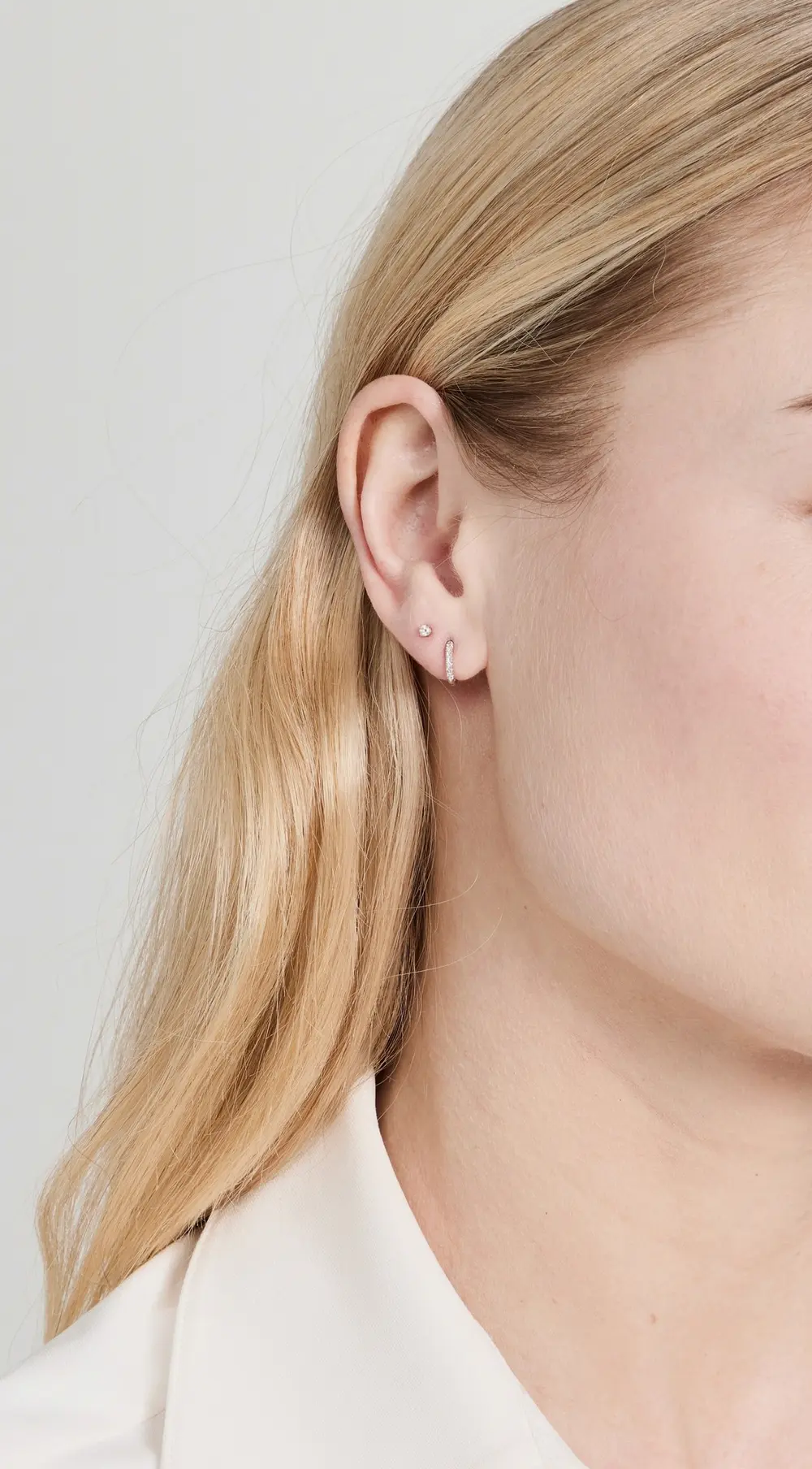 Zoe Chicco 14k White Gold XS Pave Diamond Hinge Huggie Hoops