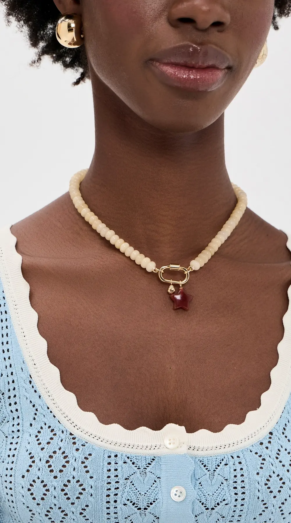 Madewell Semiprecious Beaded Carabiner Charm Necklace