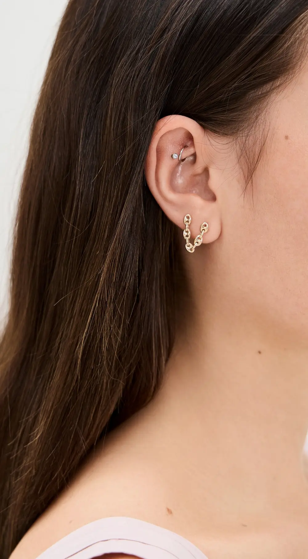 Zoe Chicco 14k Gold Linked Mariner Chain Double Stud Earring