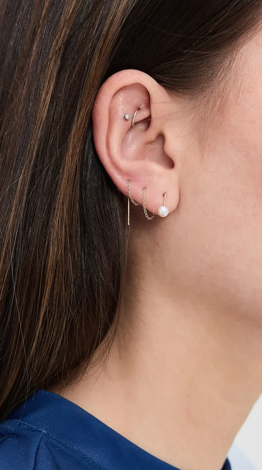 Zoe Chicco 14k Gold White Freshwater Cultured Pearl Threader Earrings