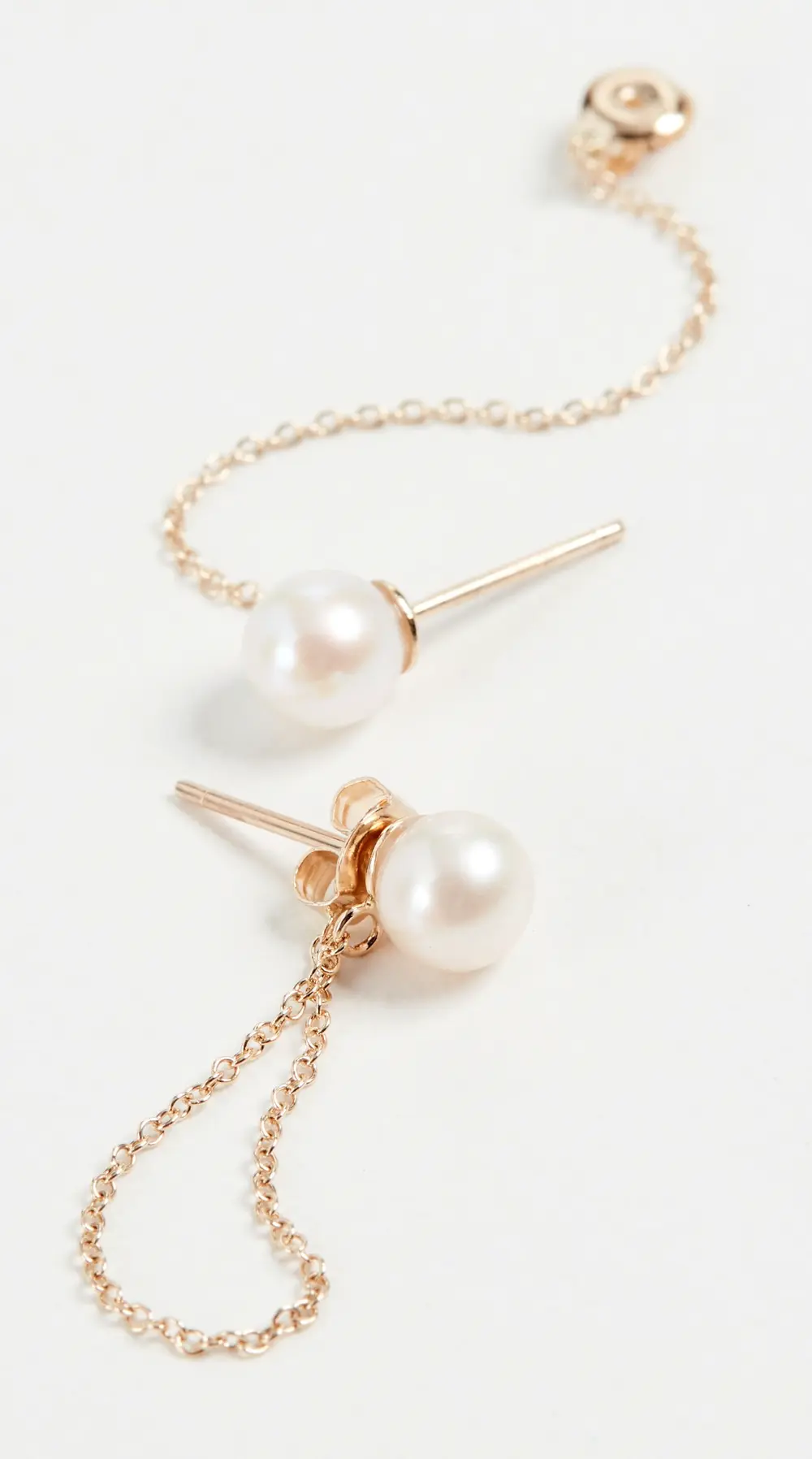 Mateo Pearl Stud with Chain Drop Earrings