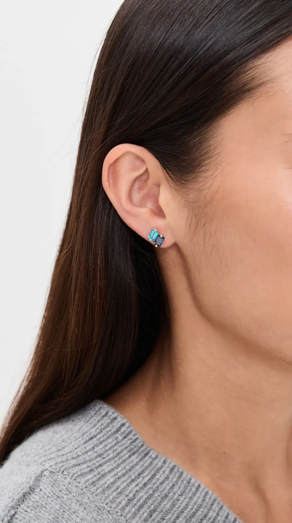 Kalan by Suzanne Kalan 14k Ann Emerald Cut Dark Blue Ombre Earrings