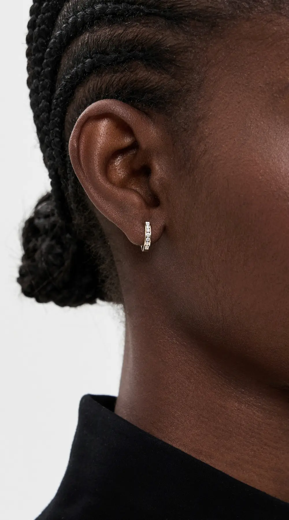 EF Collection 14k Gold Channel Set Round Diamond Huggie Earrings