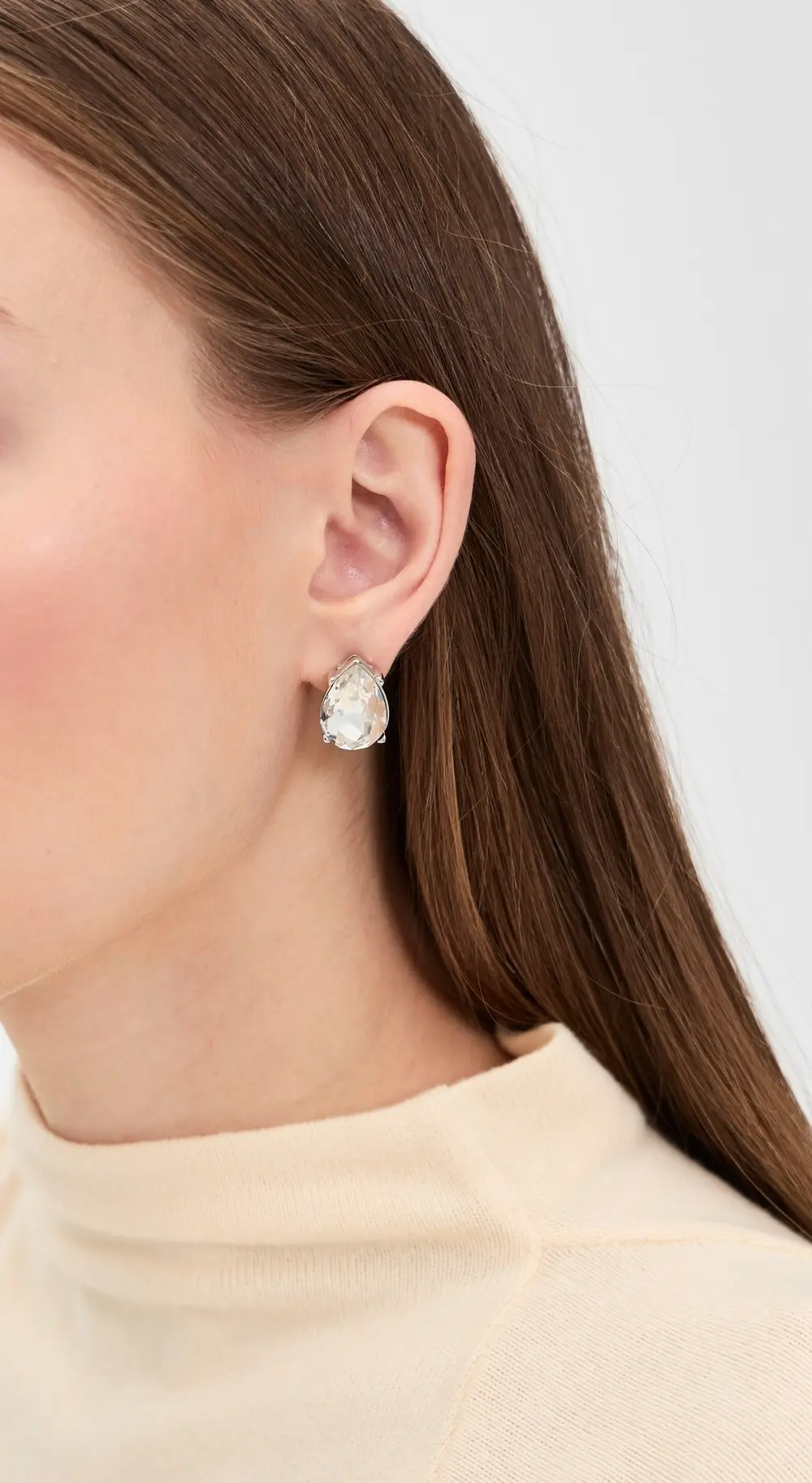 Kenneth Jay Lane Silver Crystal Teardrop Pierced Earrings