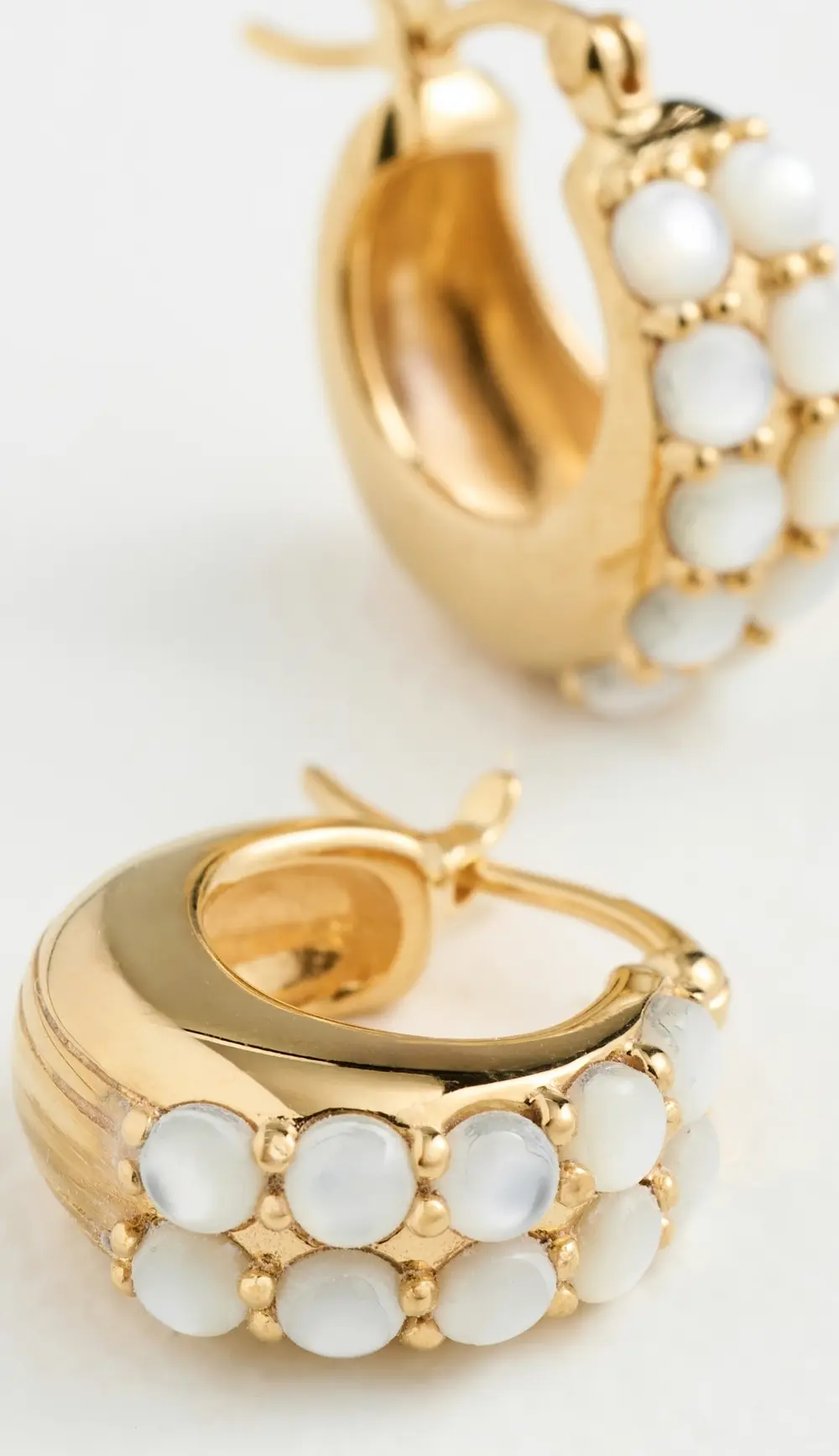 Gwen Beloti Dome Hoops with Pearl Accents