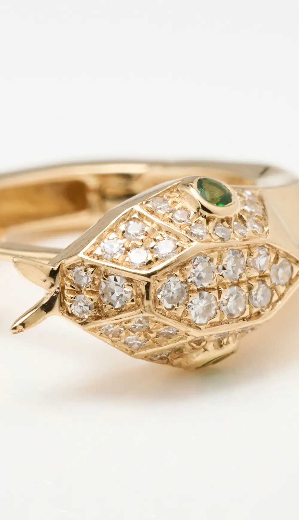 SHAY 18k Diamond & Green Garnet Snake Huggies