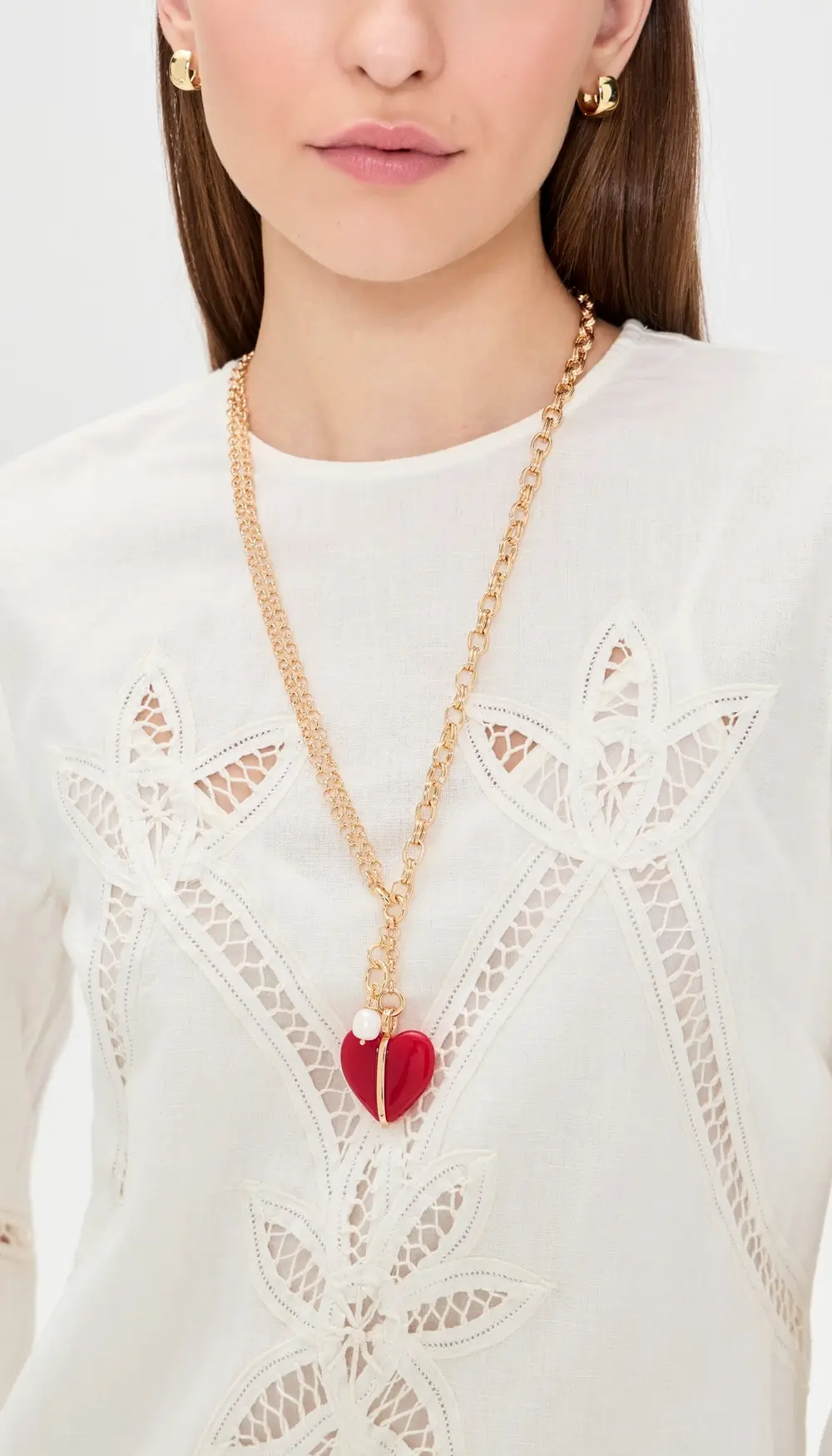 Roxanne Assoulin Semi Heart Charm and Cab Necklace