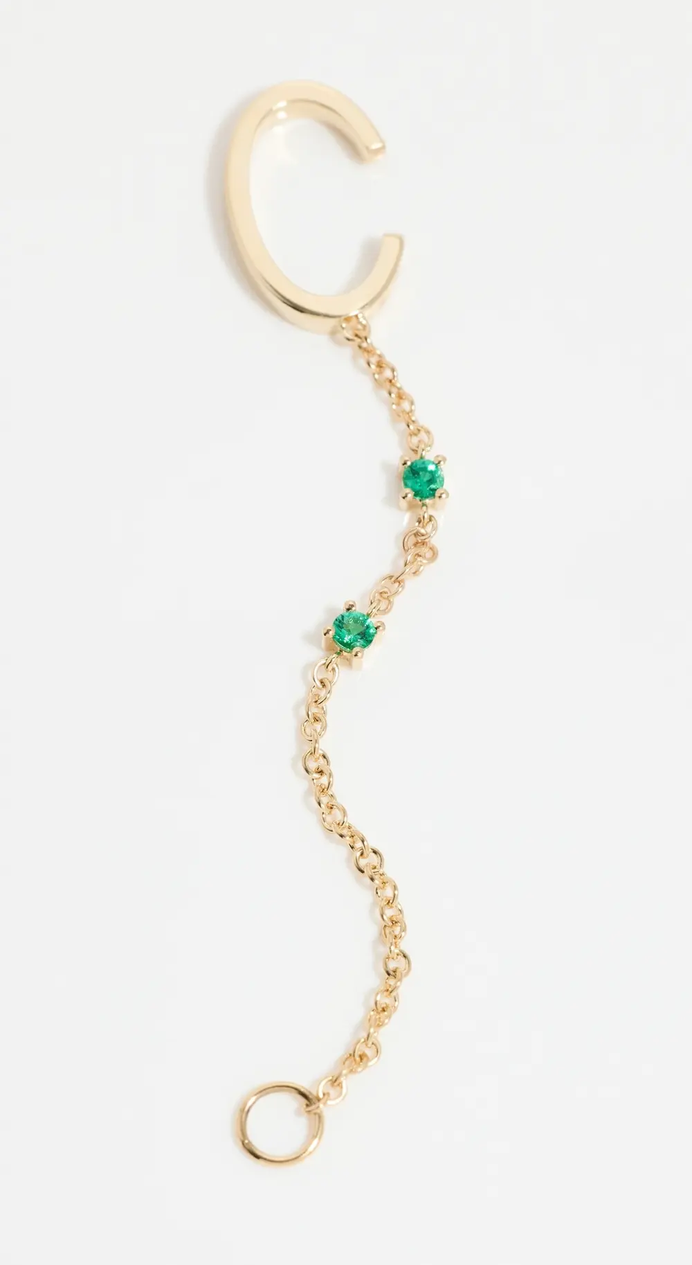 Isa Grutman 14k Emerald Chain Ear Cuff With Loop