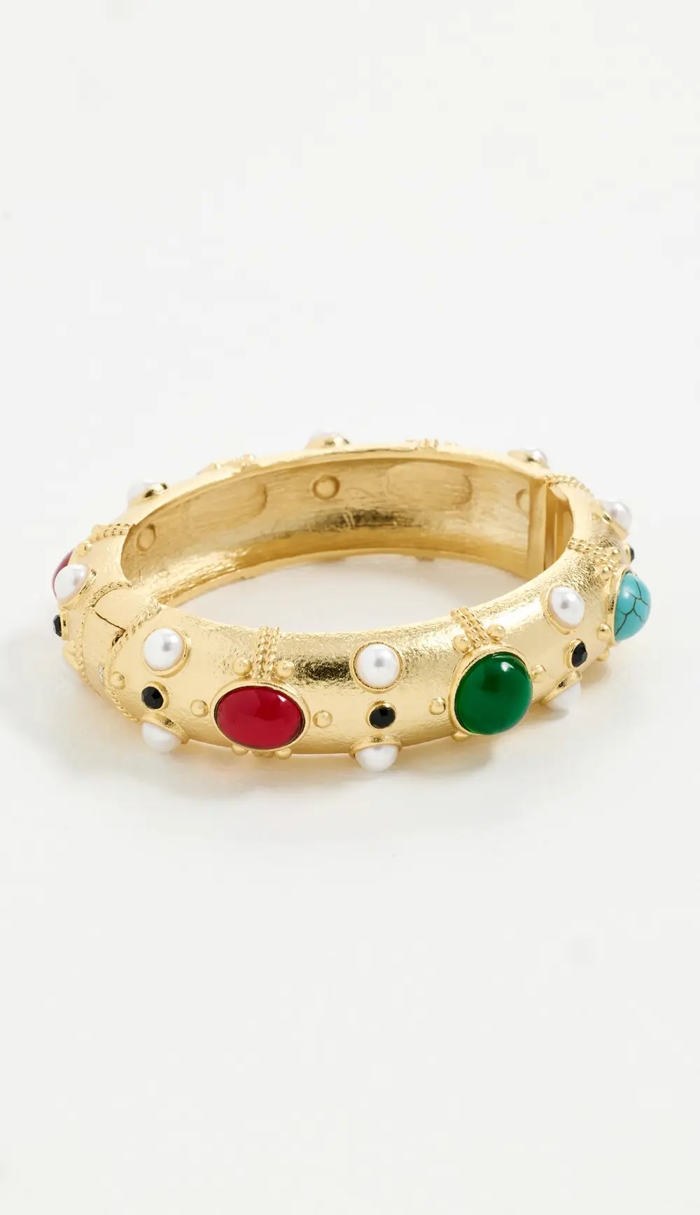 Kenneth Jay Lane Jet Dots Hinged Oval Bracelet
