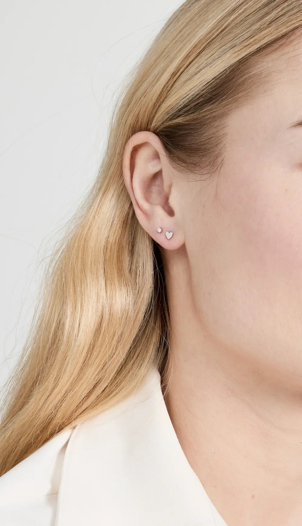 Zoe Chicco 14k White Gold Single Itty Bitty Heart Stud Earring