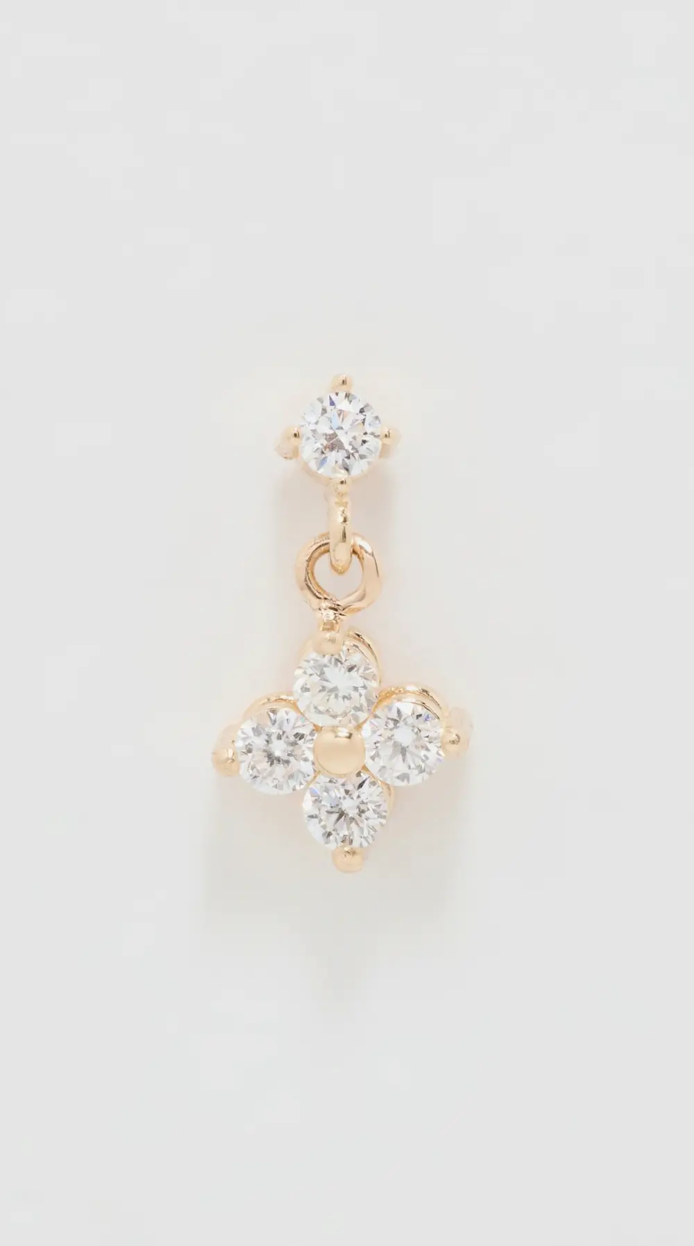 Zoe Chicco 14k Gold Prong Set Diamond Stud Single Earring with Quad Drop