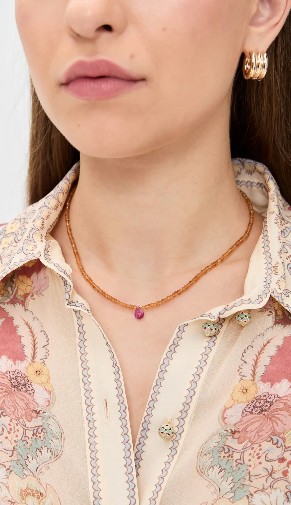 JIA JIA Citrine Ruby Teardrop Necklace