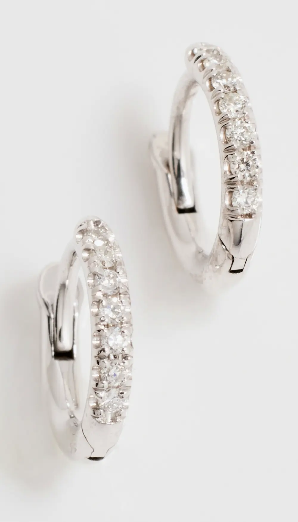 Zoe Chicco 14k White Gold XS Pave Diamond Hinge Huggie Hoops