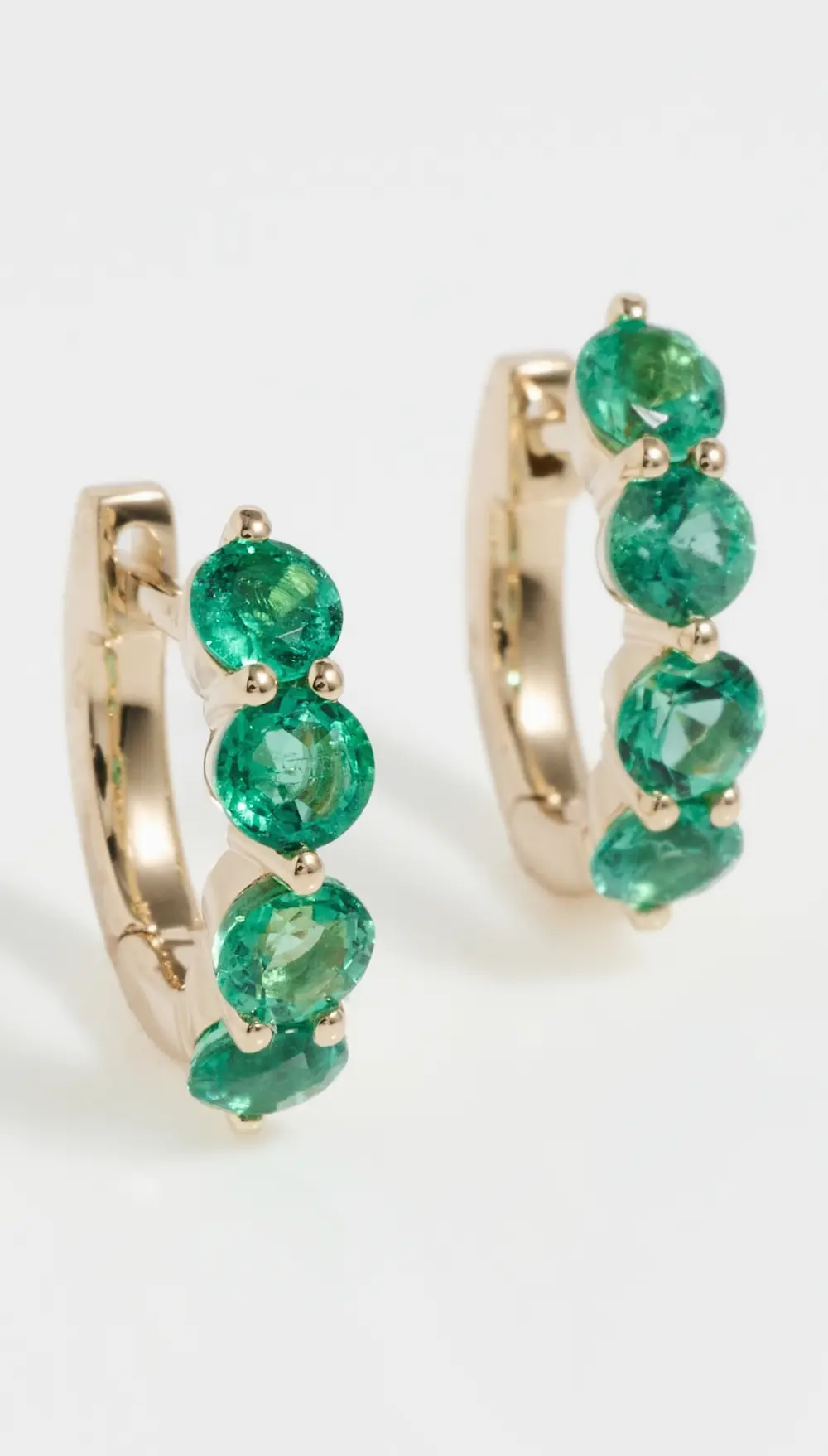 EF Collection 14k Gold Jumbo Prong Set Emerald Mini Huggies