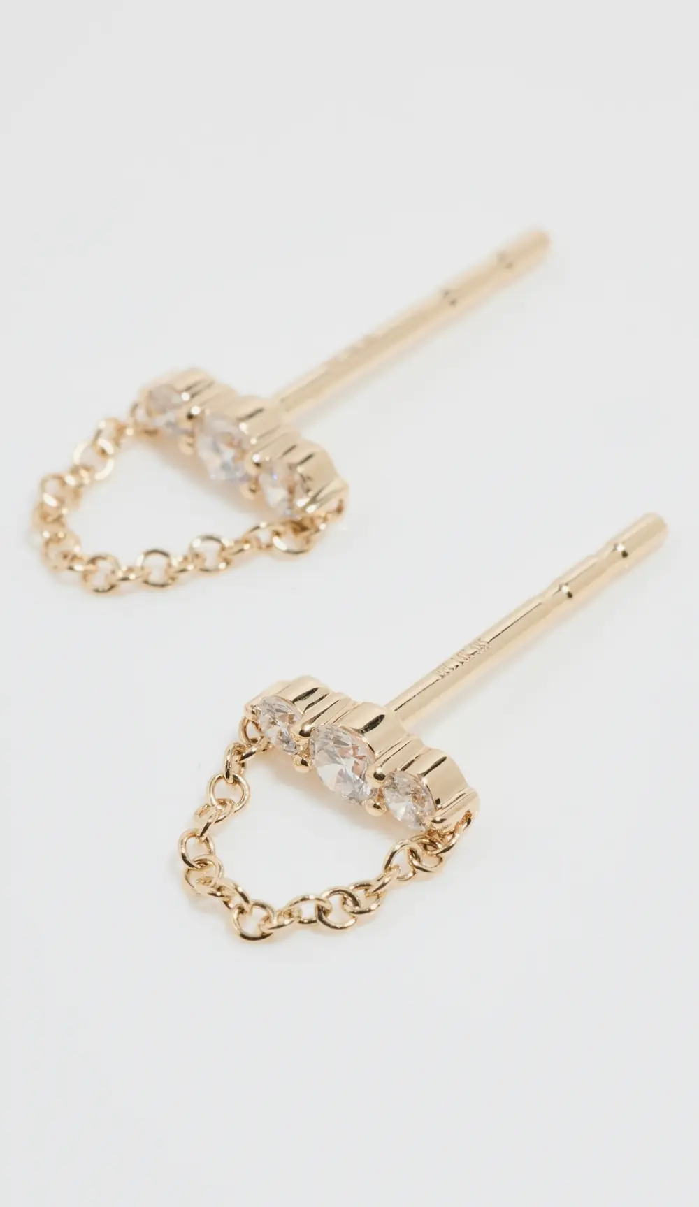 EF Collection 14k Graduated Diamond Bar Chain Stud Earrings