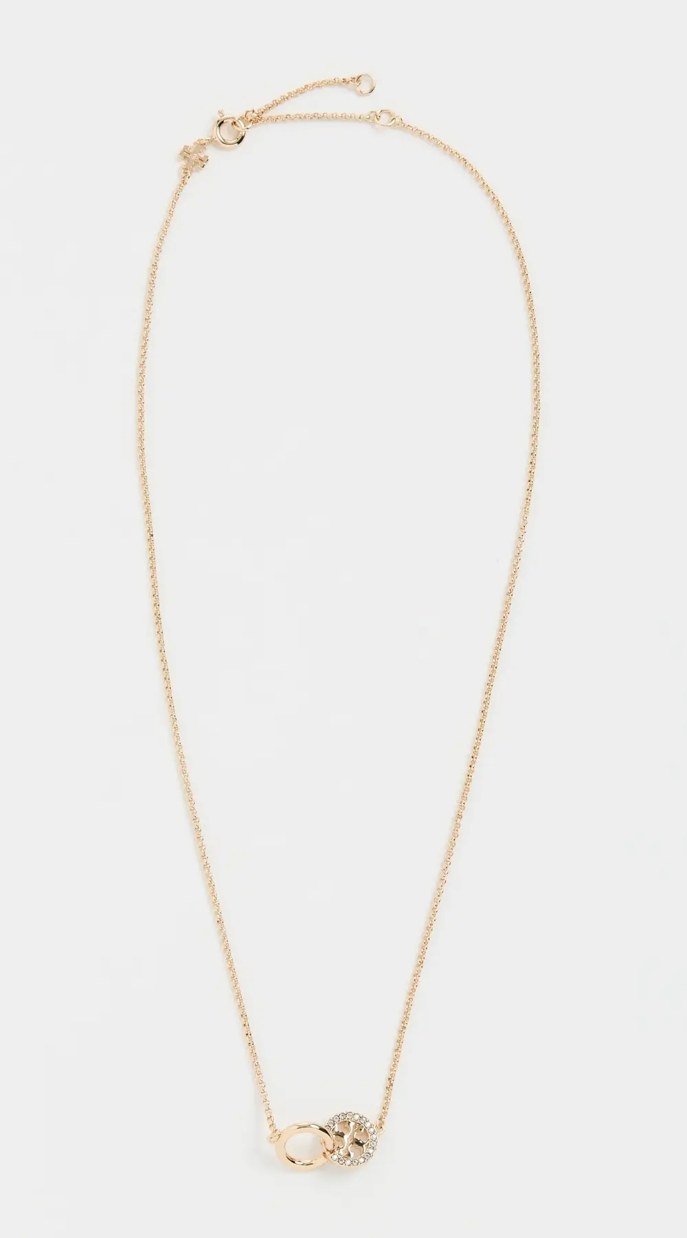 Tory Burch Icon Pavé Interlocking Pendant Necklace
