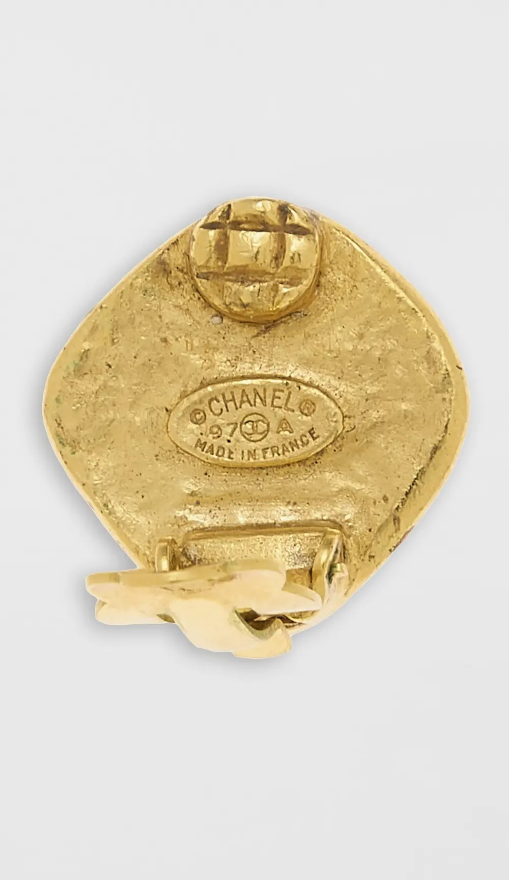 What Goes Around Comes Around Chanel Gold Stone On Diamond Earrings